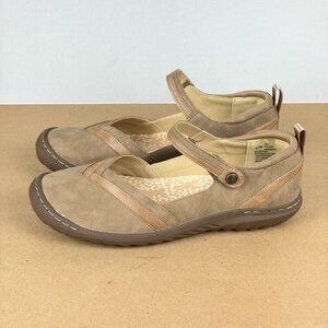 Jambu JBU Raven Faux Leather Flats Womens 8.5 Tan Ankle Strap Hook and Loop